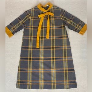 VINTAGE 60s Schoolgirl Girls Plaid Shift Dress Handmade